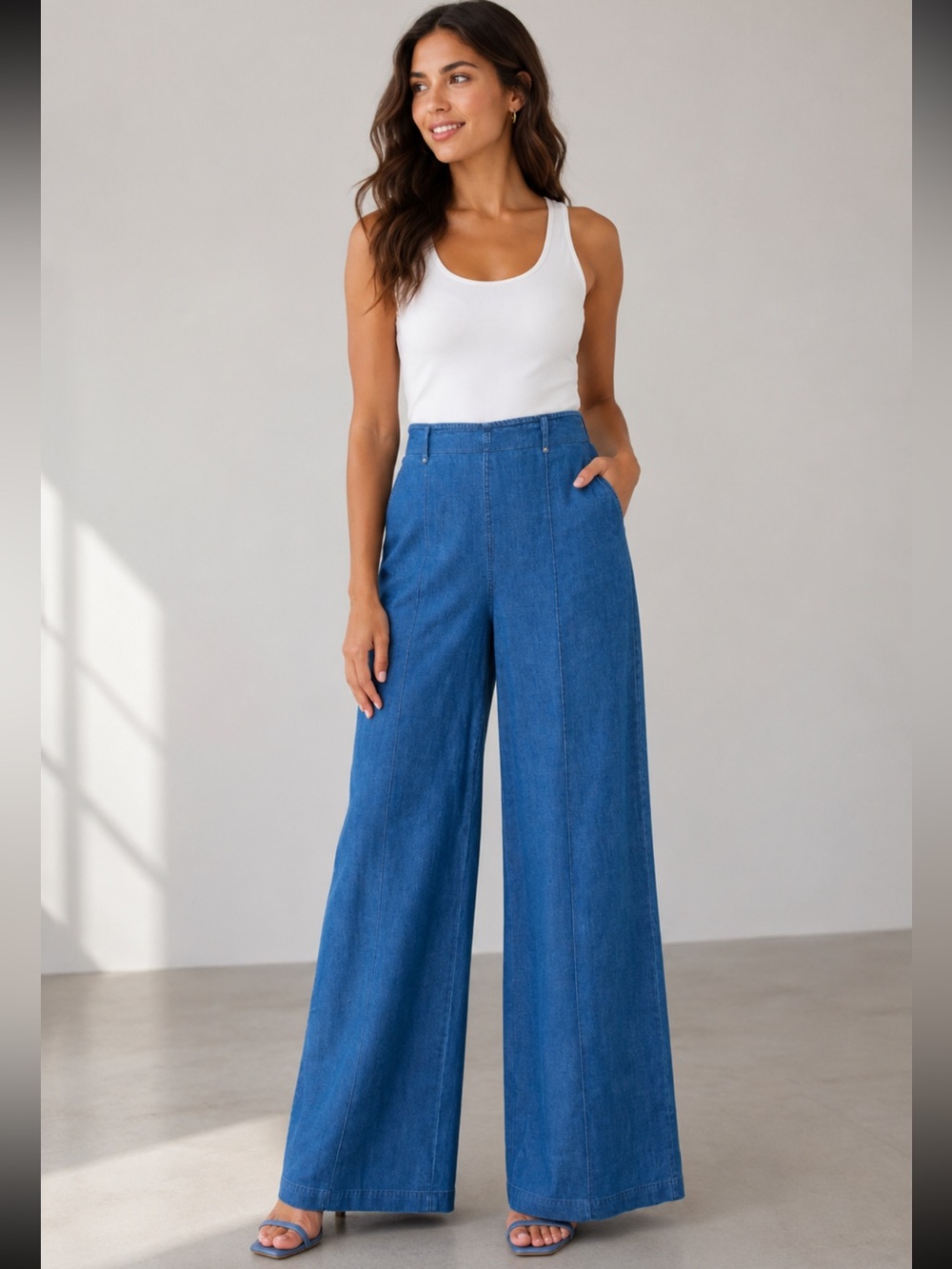 ShopEvelynne Blue Wide-Leg Flare Jeans